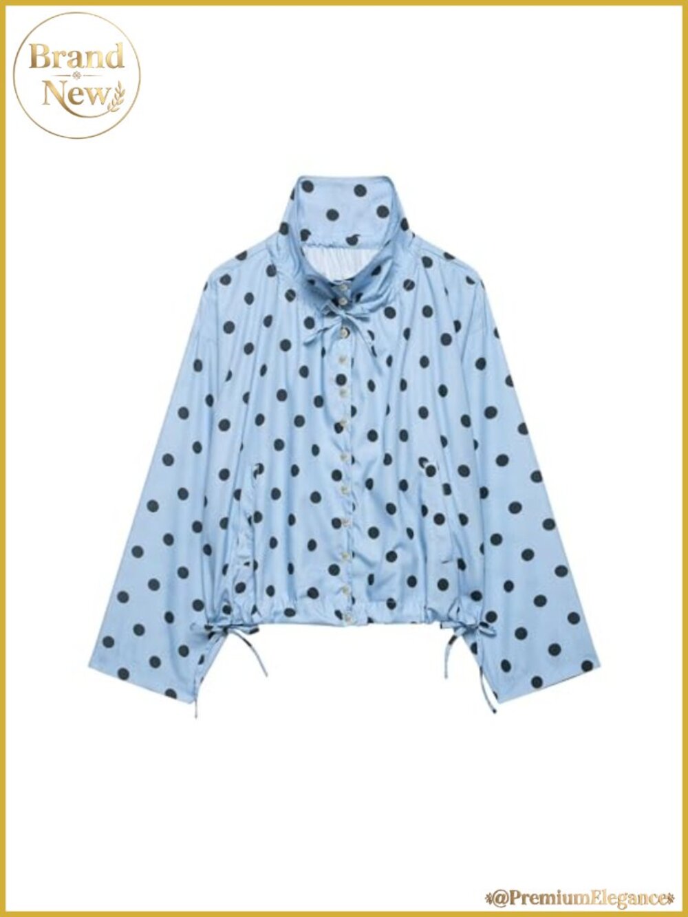 Women Tie Front Polka Dot Jacket Lightweight Cropped Casual Coat